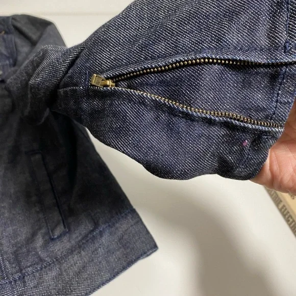 Talbots Dark Wash Denim Full Zip Front Jacket Knit Collar‎ Womens Sz 10P - Picture 6 of 6